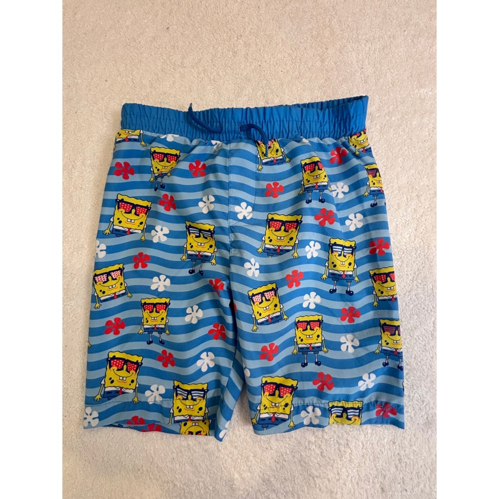 Nickelodeon‎ SpongeBob SquarePants Boys Swim Trunks Blue Striped Size 7